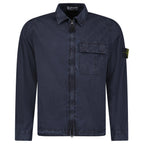 Stone Island Brushed Organic Cotton Canvas ‘OLD’ Effect Overshirt in Navy