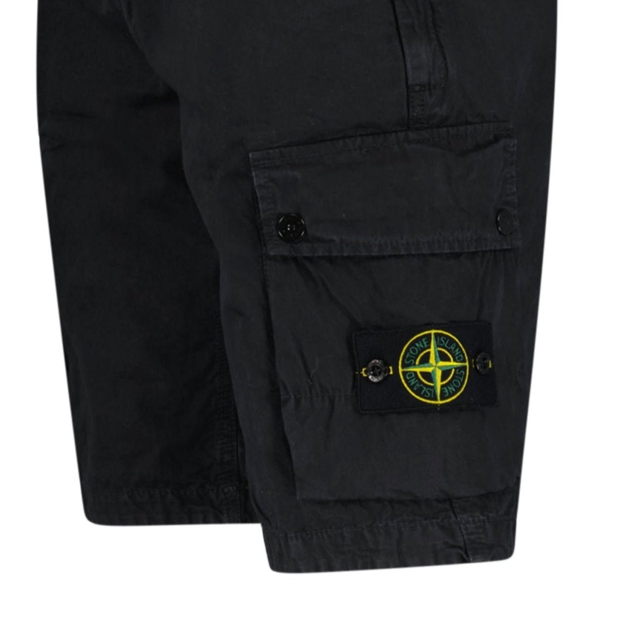 Stone Island Brushed Organic Cotton “Old” Effect Cargo Shorts Black