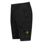 Stone Island Brushed Organic Cotton “Old” Effect Cargo Shorts Black