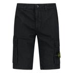 Stone Island Brushed Organic Cotton “Old” Effect Cargo Shorts Black