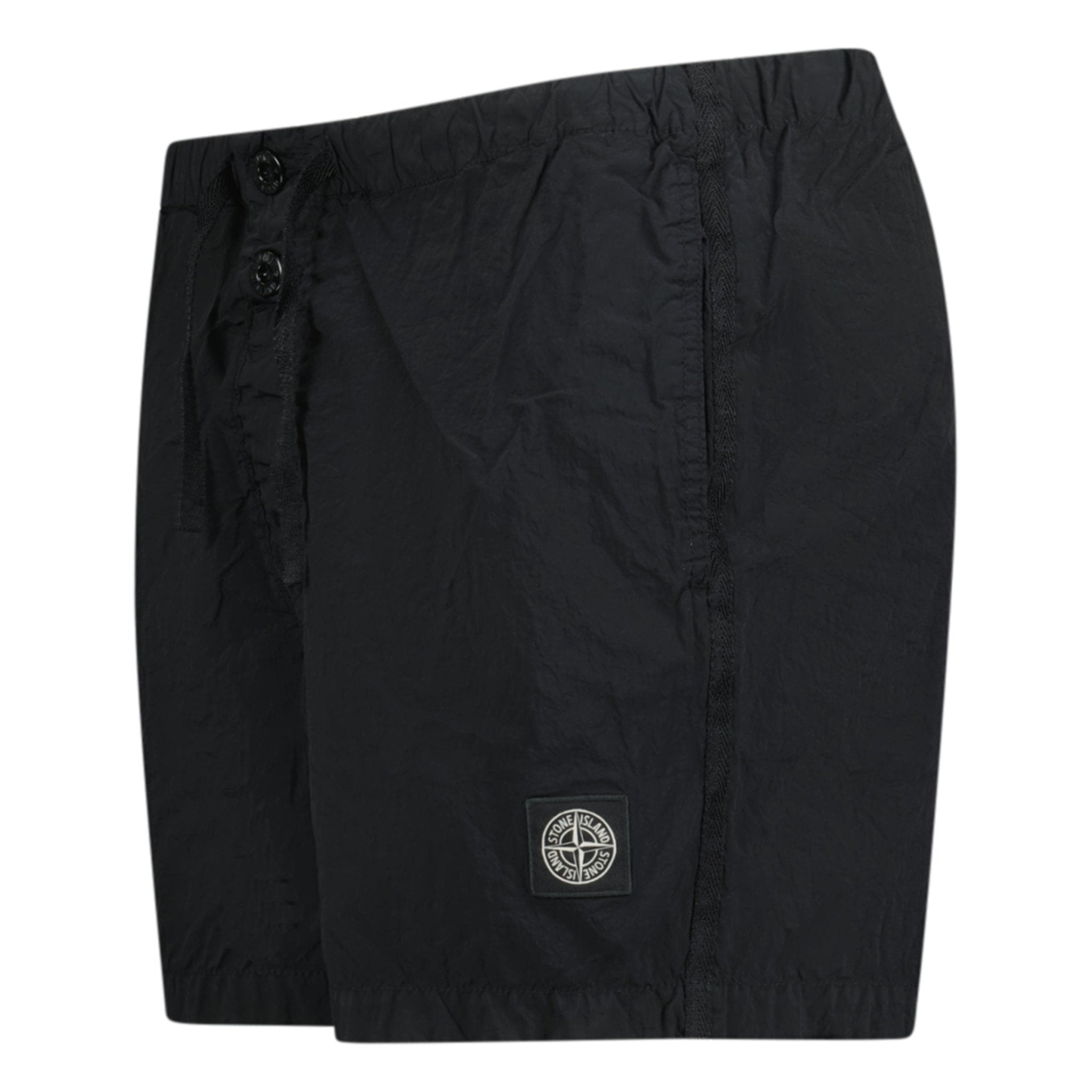 Stone Island Compass Button Chrome Swim Shorts Black