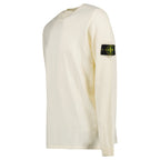 Stone Island Compass Badge Light Raw Hand Organic Cotton Jumper in Ivory