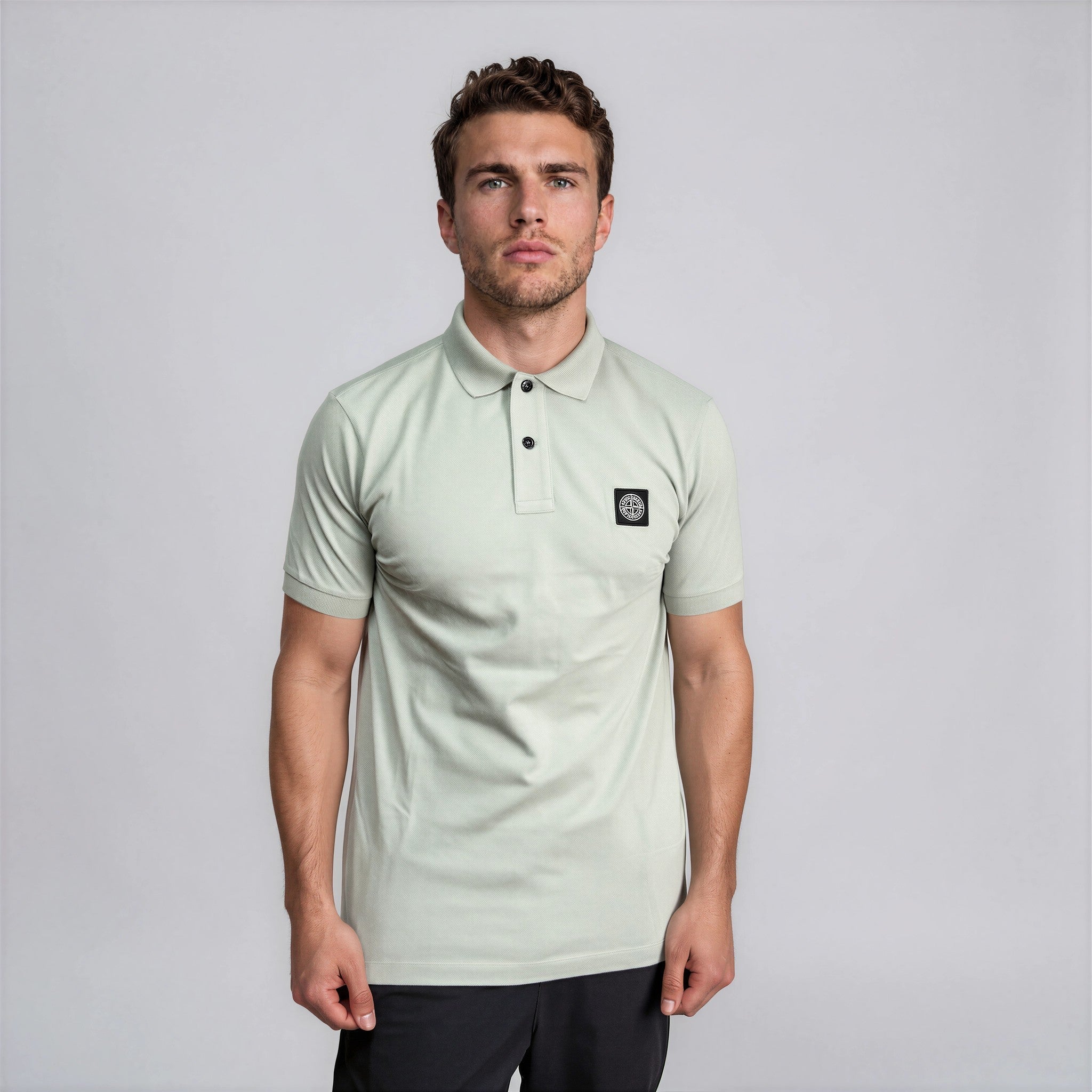 Stone Island Compass Badge Polo T-Shirt Slim Fit Sage