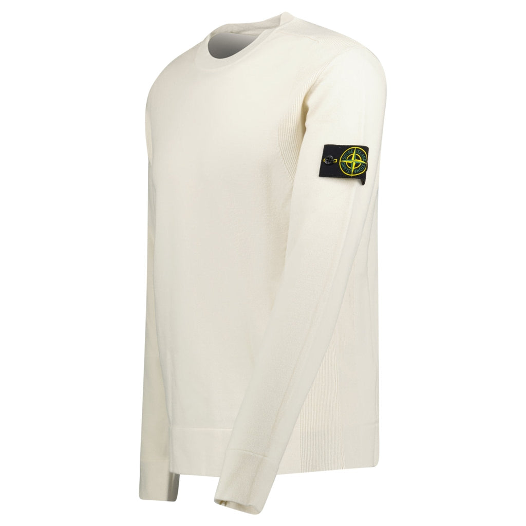 Stone Island Compass-Badge Wool Blend Jumper Cream