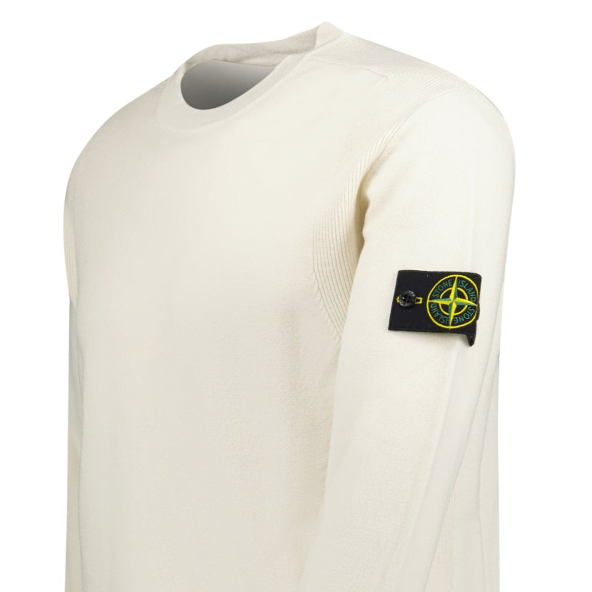 Stone Island Compass-Badge Wool Blend Jumper Cream