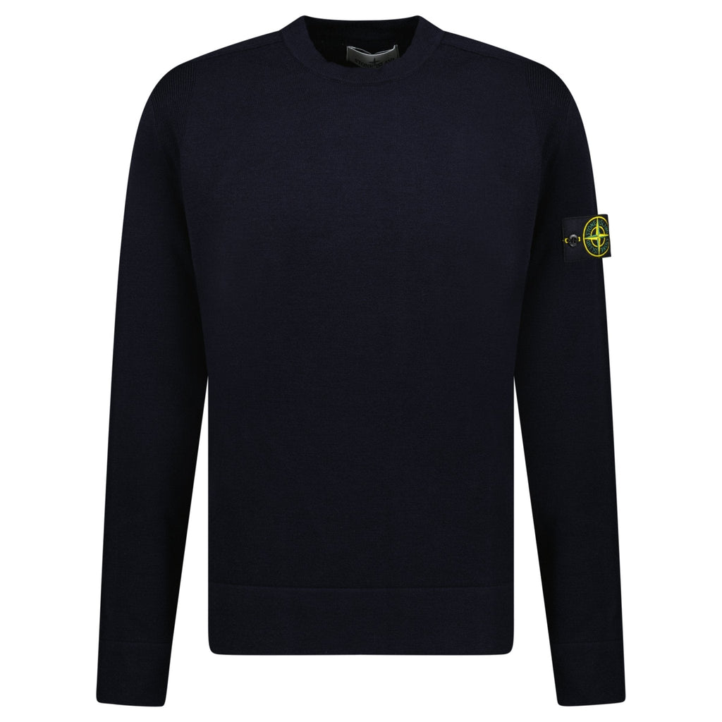 Stone Island Compass-Badge Wool Blend Jumper Navy