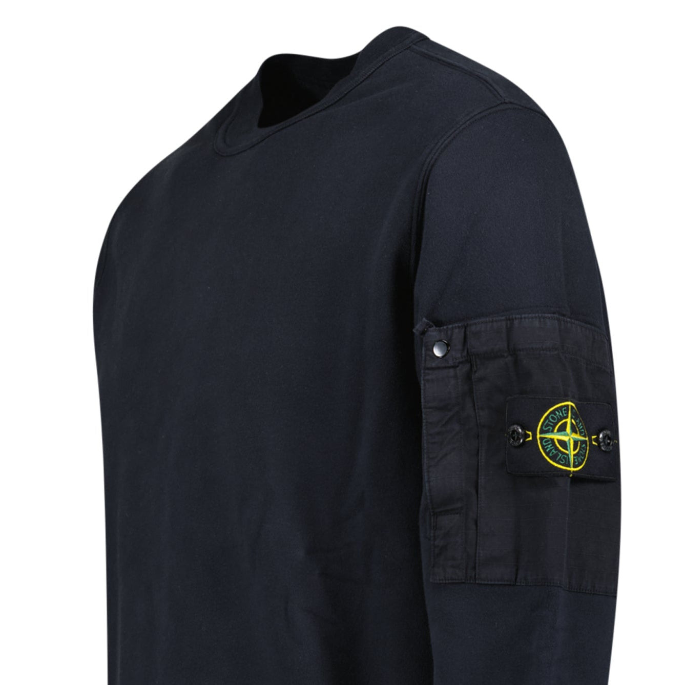 Stone Island Cotton Fleece Pocket Crewneck Sweatshirt in Navy