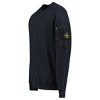 Stone Island Cotton Fleece Pocket Crewneck Sweatshirt in Navy