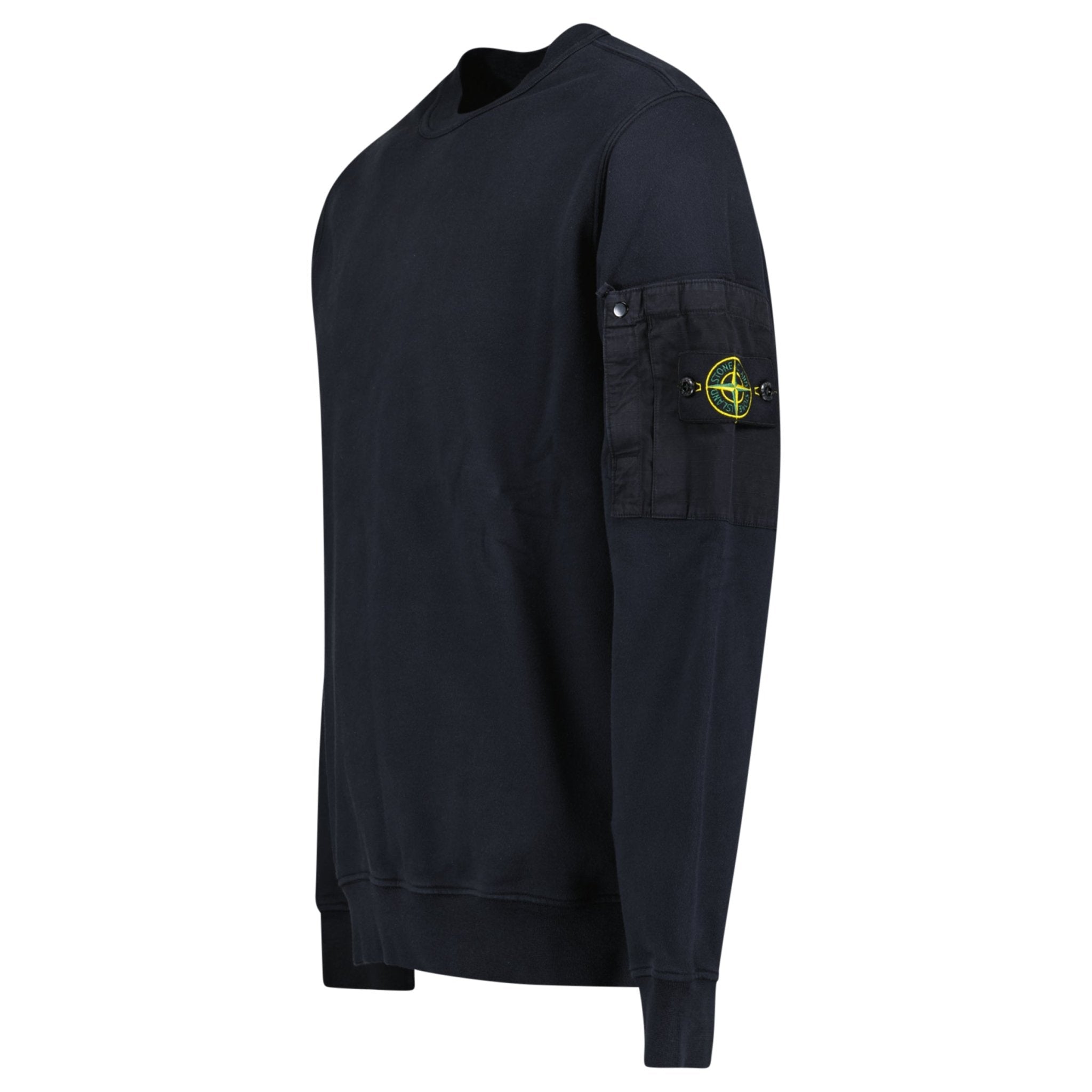 Stone Island Cotton Fleece Pocket Crewneck Sweatshirt in Navy