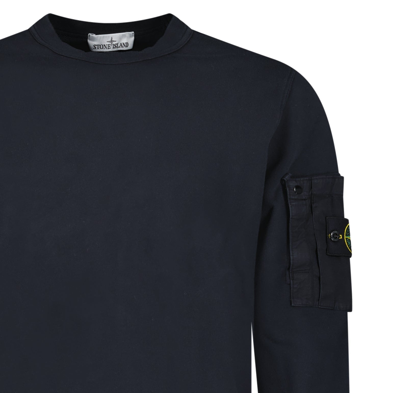 Stone Island Cotton Fleece Pocket Crewneck Sweatshirt in Navy