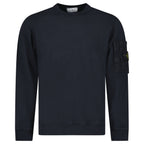 Stone Island Cotton Fleece Pocket Crewneck Sweatshirt in Navy