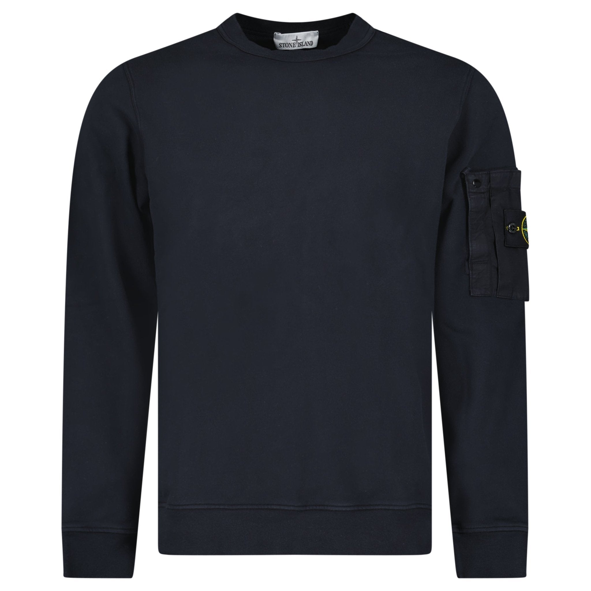 Stone Island Cotton Fleece Pocket Crewneck Sweatshirt in Navy