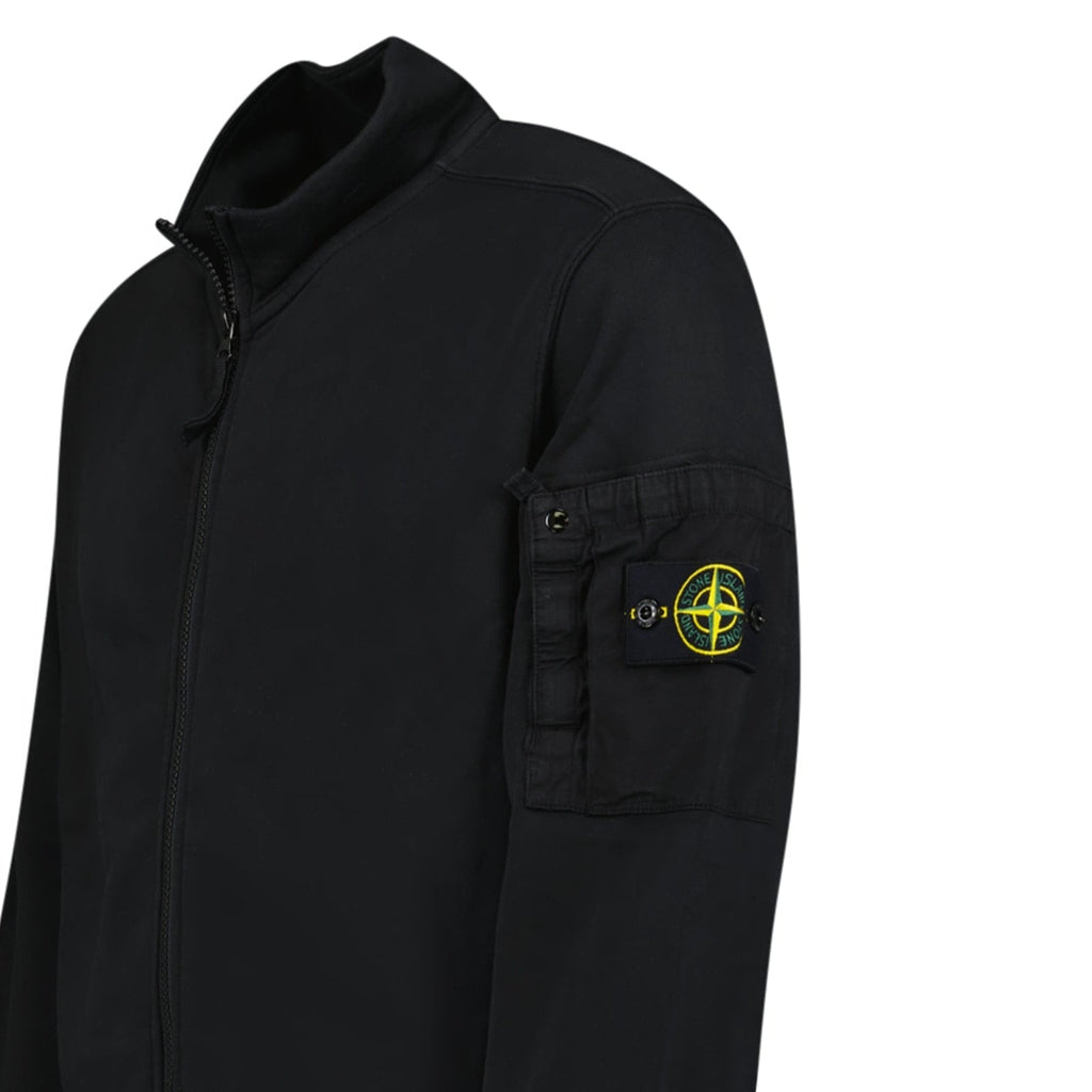 Stone Island Cotton Fleece Track Jacket in Black