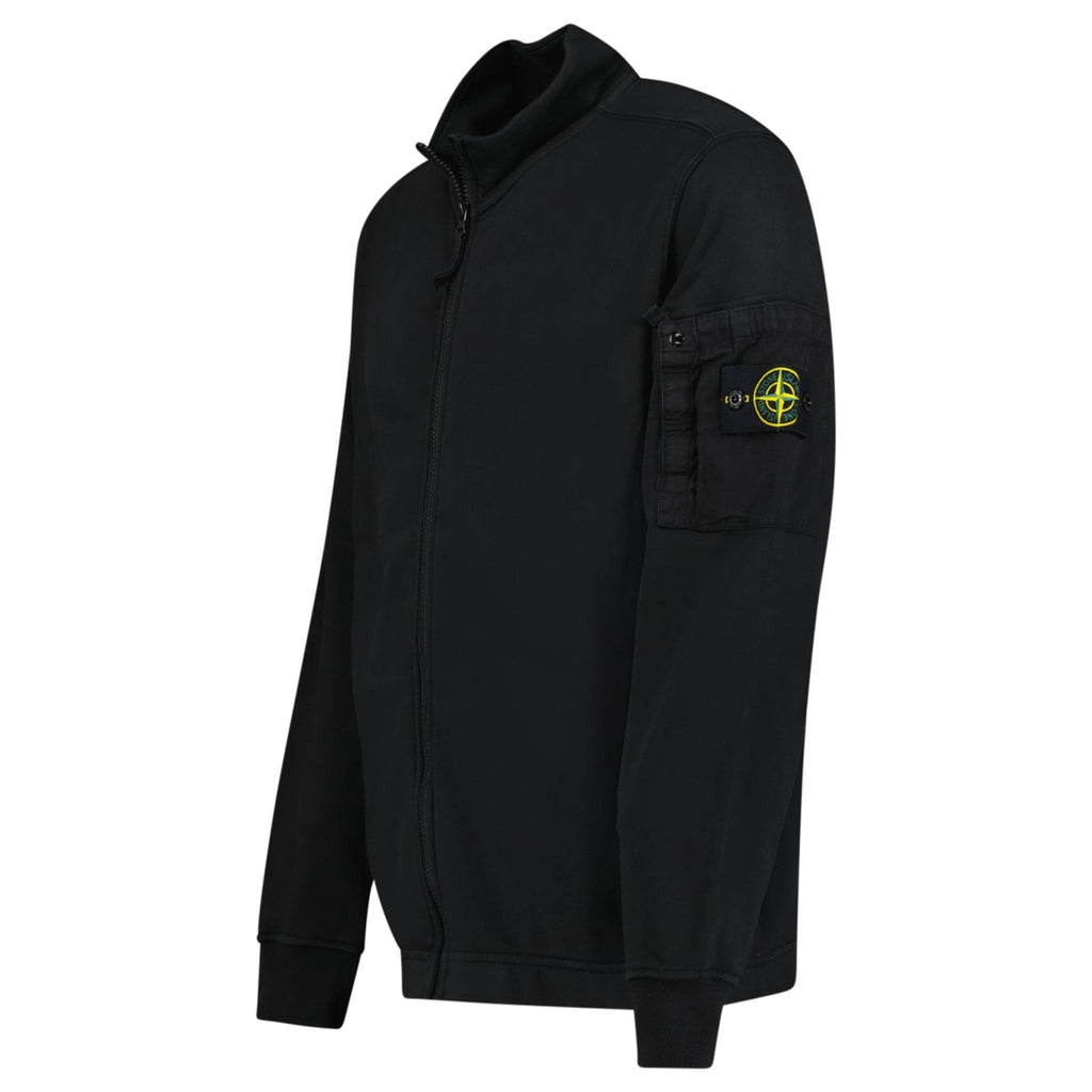 Stone Island Cotton Fleece Track Jacket in Black