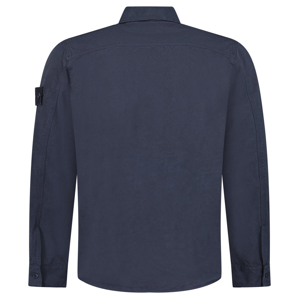 Stone Island Cotton Linen Canvas S.I. Ghost Overshirt in Navy