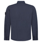 Stone Island Cotton Linen Canvas S.I. Ghost Overshirt in Navy
