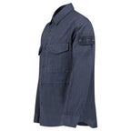 Stone Island Cotton Linen Canvas S.I. Ghost Overshirt in Navy
