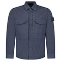 Stone Island Cotton Linen Canvas S.I. Ghost Overshirt in Navy