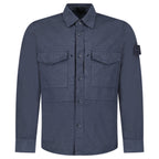 Stone Island Cotton Linen Canvas S.I. Ghost Overshirt in Navy