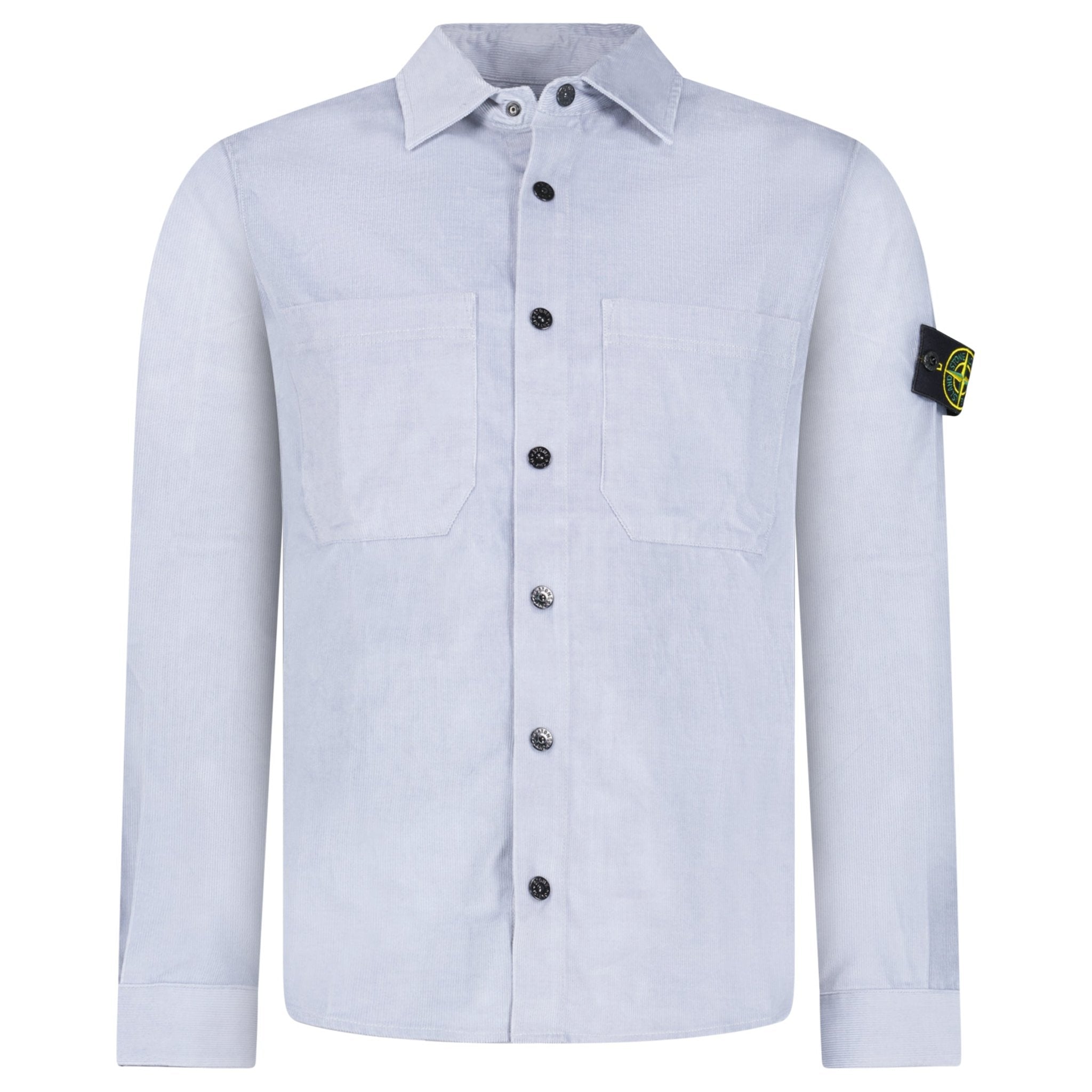 Stone Island Cotton Micro-Corduroy Overshirt in Avio Blue