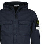 Stone Island Cotton Twill Hooded Jacket in Navy