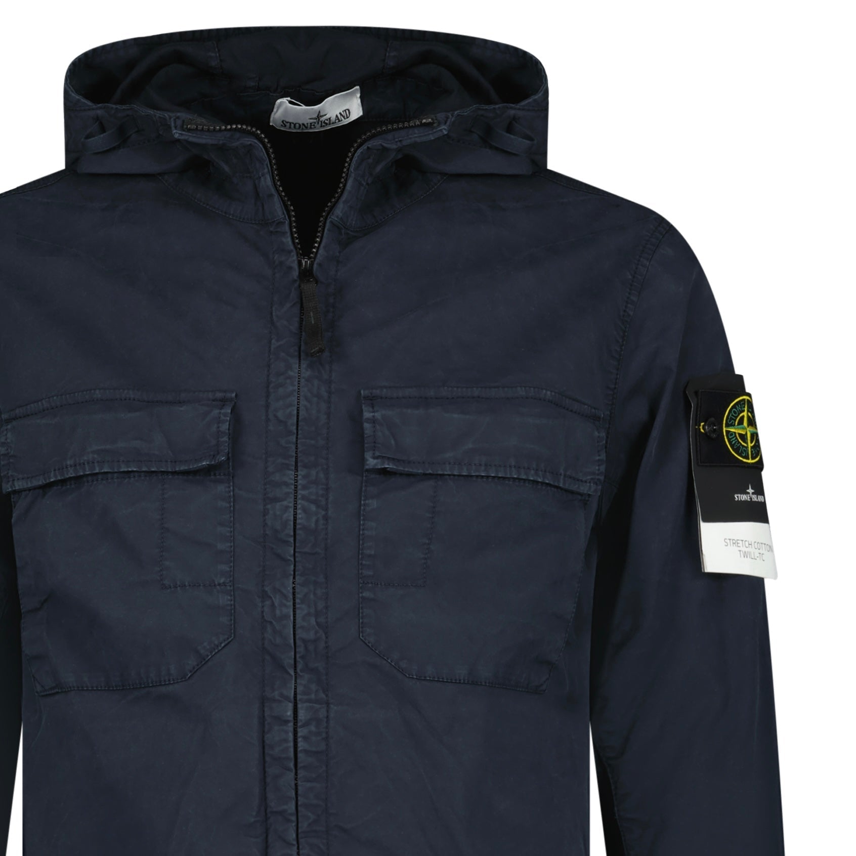Stone Island Cotton Twill Hooded Jacket in Navy