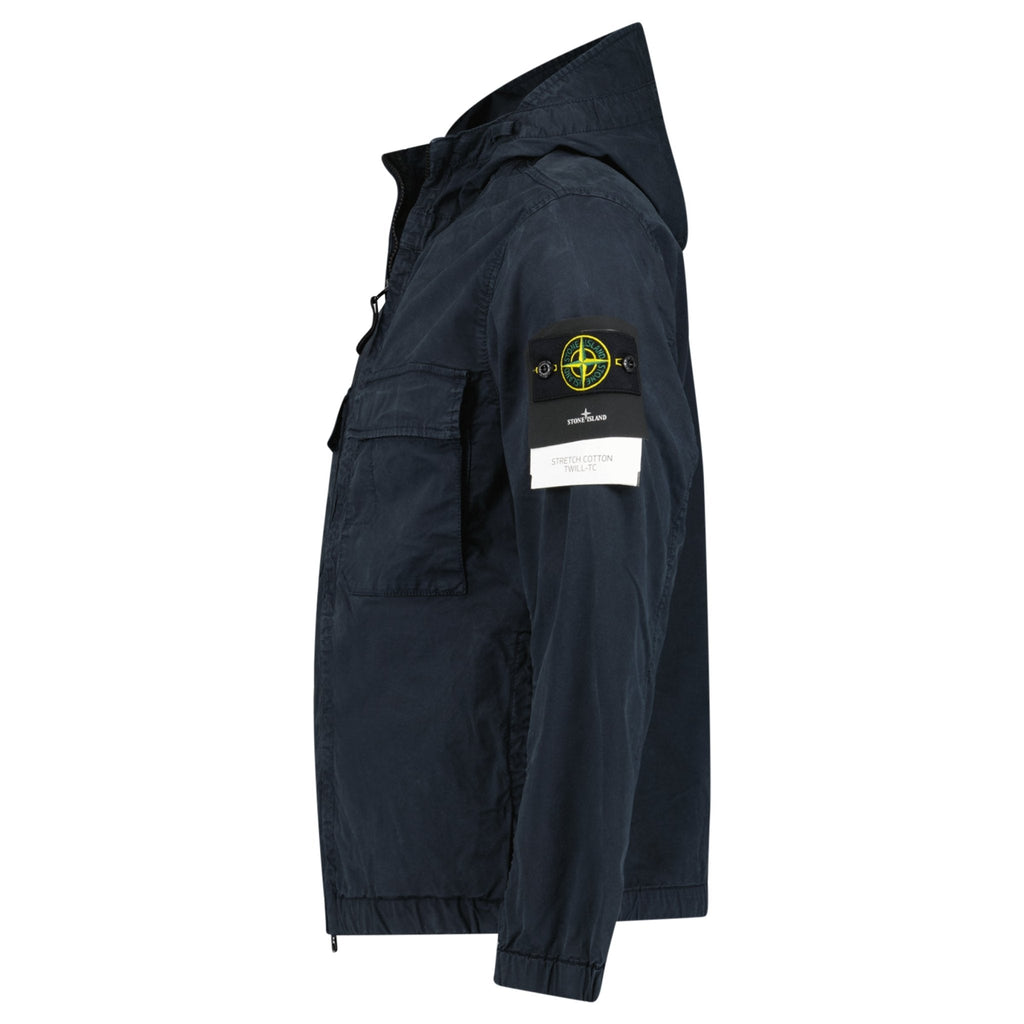 Stone Island Cotton Twill Hooded Jacket in Navy