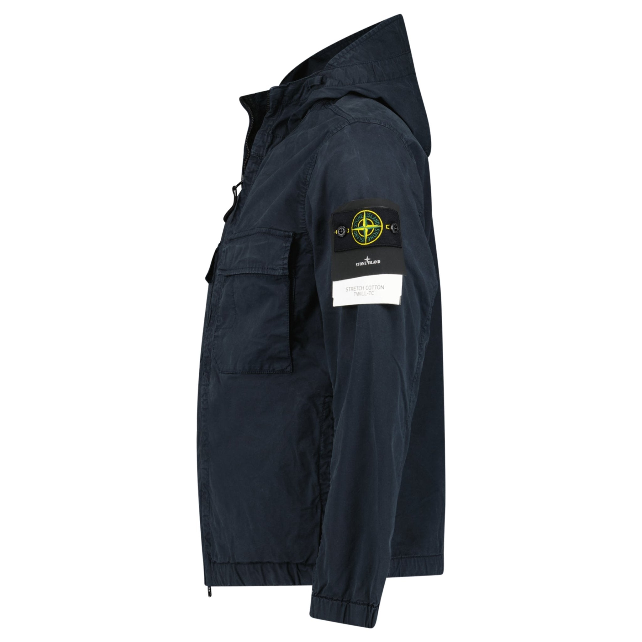 Stone Island Cotton Twill Hooded Jacket in Navy
