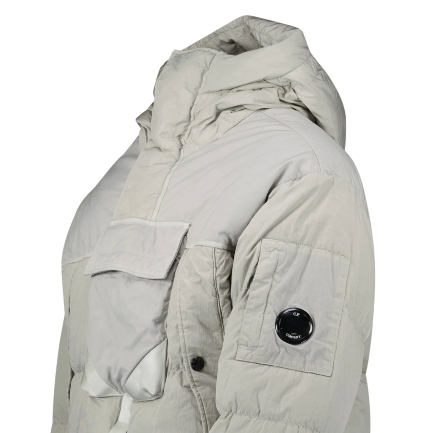 CP Company Eco-Chrome R Mixed Hooded Down Jacket Grey