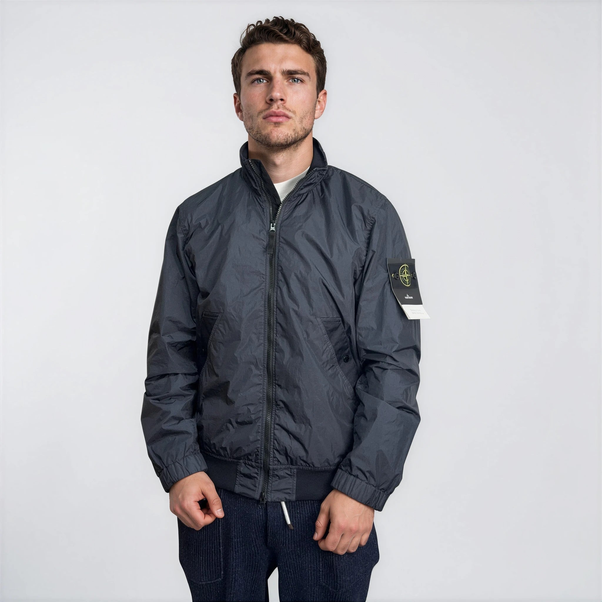 Stone Island Crinkle Reps NY Jacket in Navy Blue