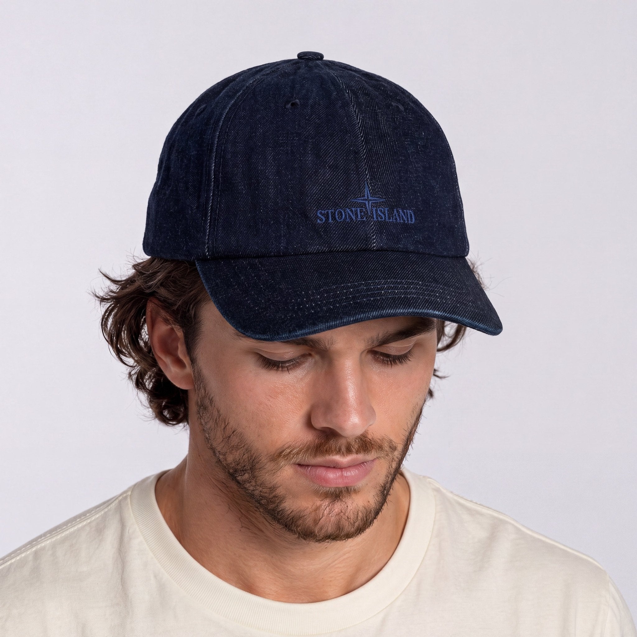 Stone Island Denim-Rinsed Baseball Cap in Blue