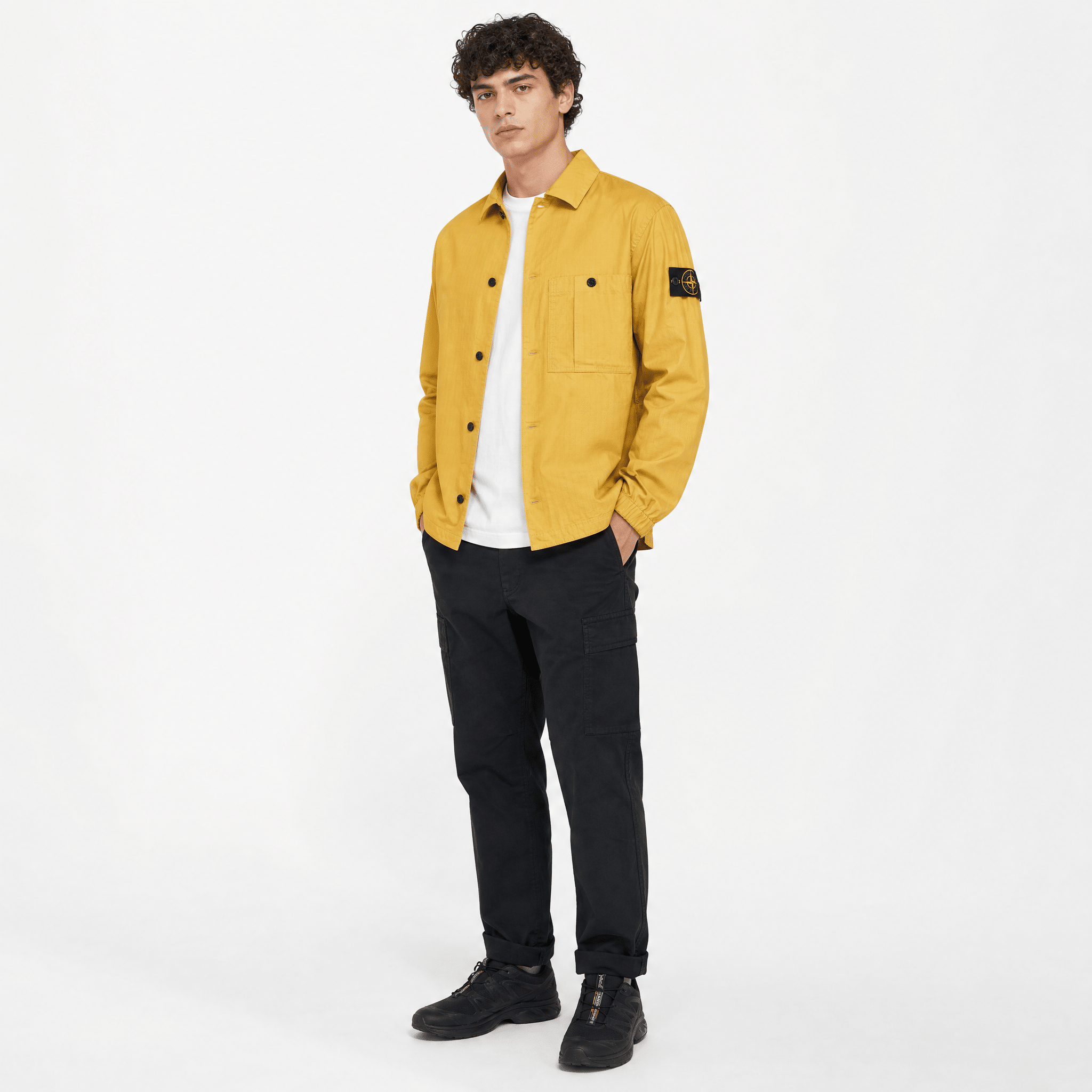 Stone Island Double-Coated Cotton Ripstop Overshirt in Mustard