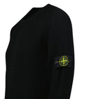 Stone Island Full Rib RWS Wool Crewneck Sweater with Band Motif in Black