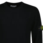 Stone Island Full Rib RWS Wool Crewneck Sweater with Band Motif in Black