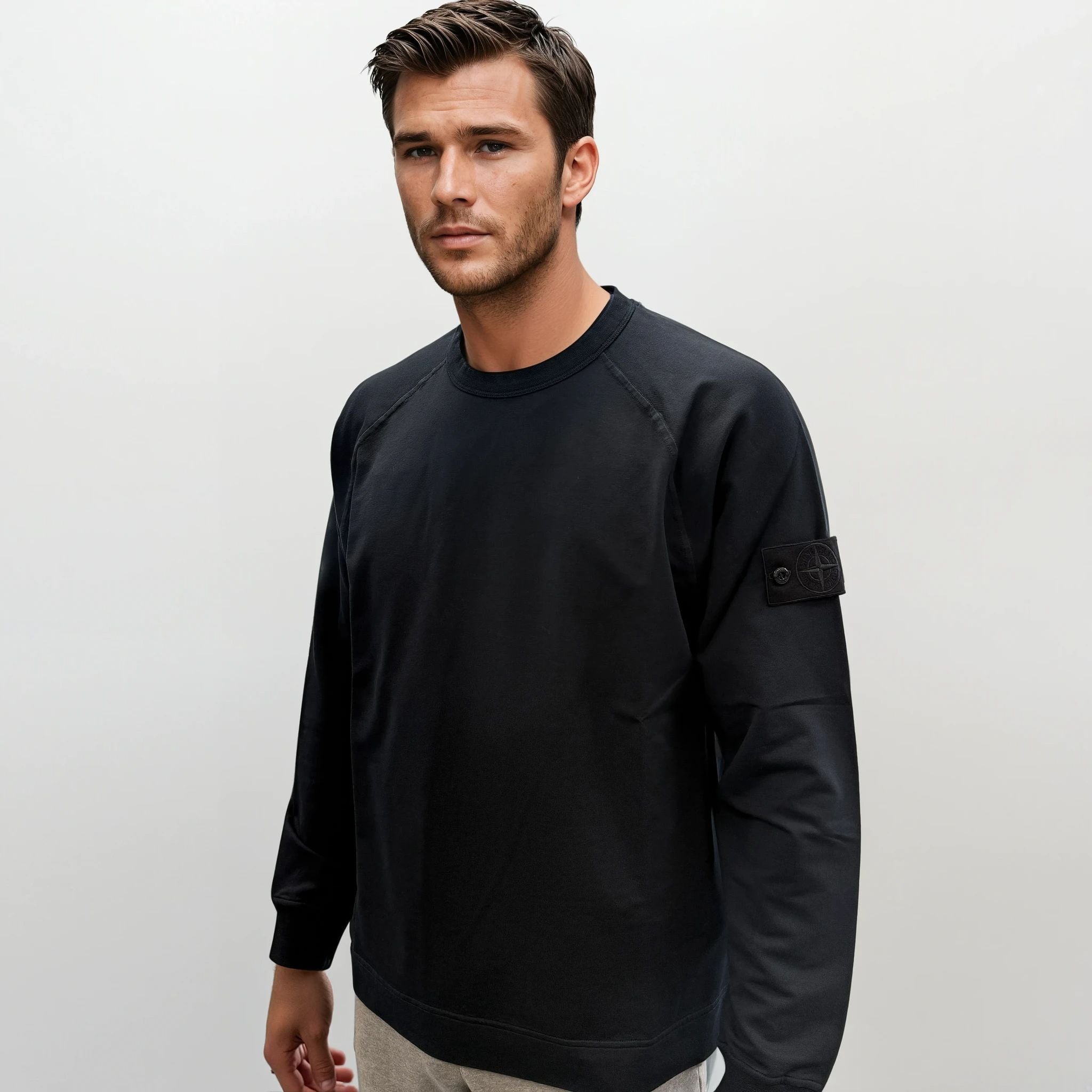 Stone Island Ghost Badge Crewneck Sweatshirt Navy