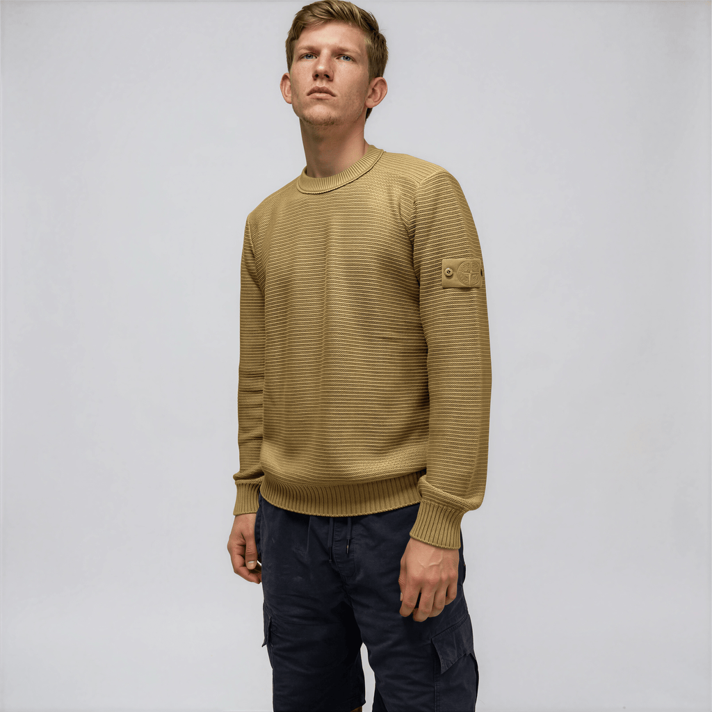 Stone Island Ghost Cotton Cashmere Crewneck Jumper in Dark Beige
