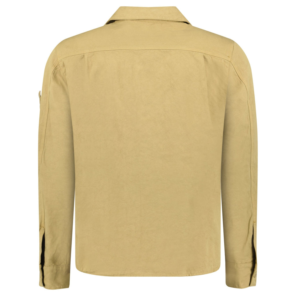 Stone Island Ghost Cotton Linen Canvas Overshirt in Dark Beige