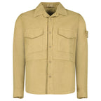 Stone Island Ghost Cotton Linen Canvas Overshirt in Dark Beige
