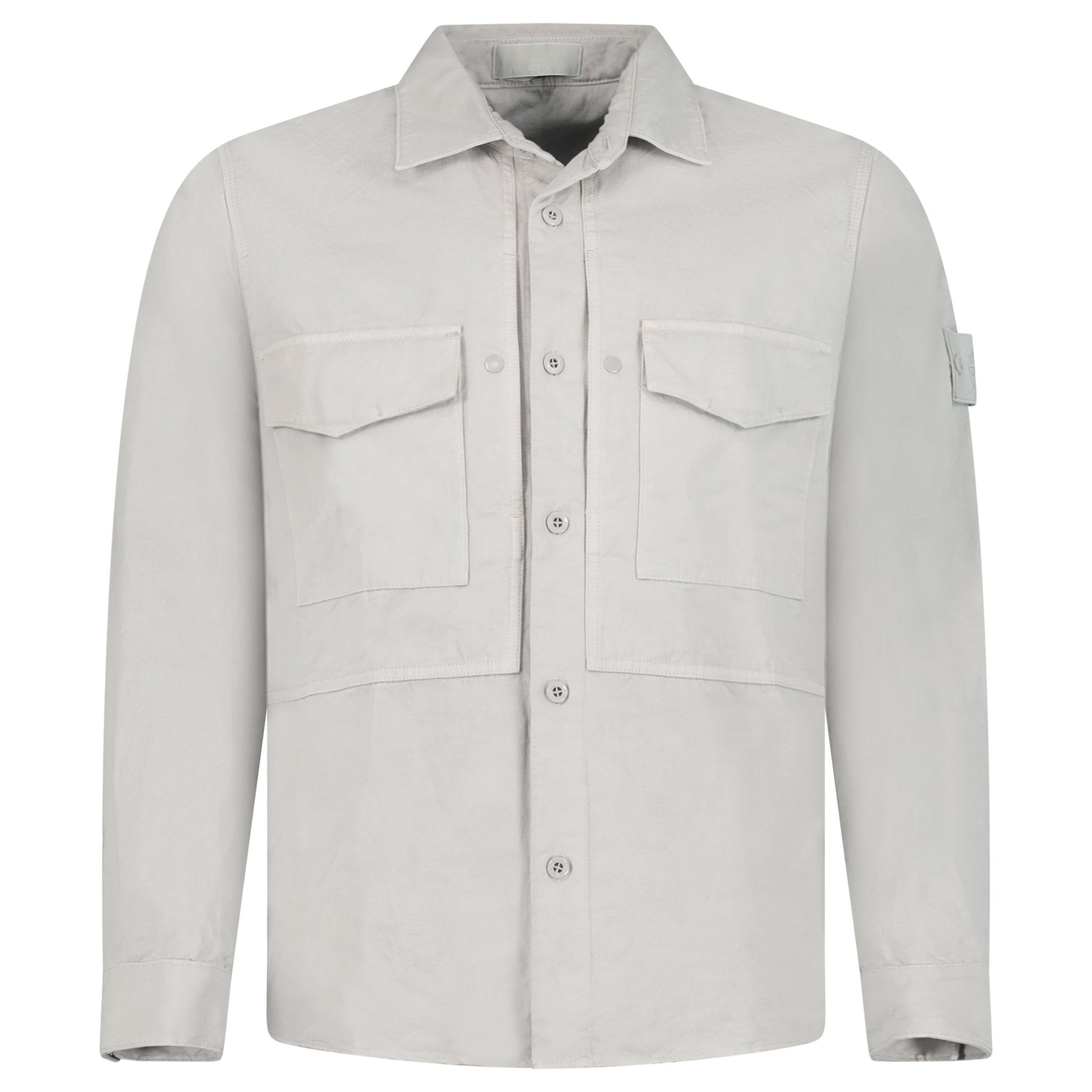 Stone Island Ghost Cotton Linen Canvas Overshirt in Dust Grey
