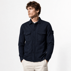 Stone Island Heavy Organic Cotton Fleece S.I. Ghost Collared Sweatshirt in Navy