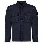 Stone Island Heavy Organic Cotton Fleece S.I. Ghost Collared Sweatshirt in Navy