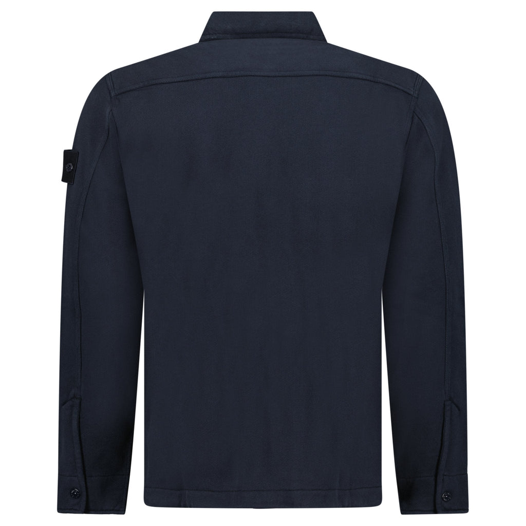 Stone Island Heavy Organic Cotton Fleece S.I. Ghost Collared Sweatshirt in Navy