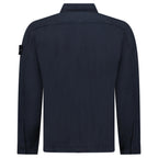 Stone Island Heavy Organic Cotton Fleece S.I. Ghost Collared Sweatshirt in Navy