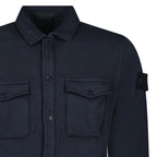 Stone Island Heavy Organic Cotton Fleece S.I. Ghost Collared Sweatshirt in Navy
