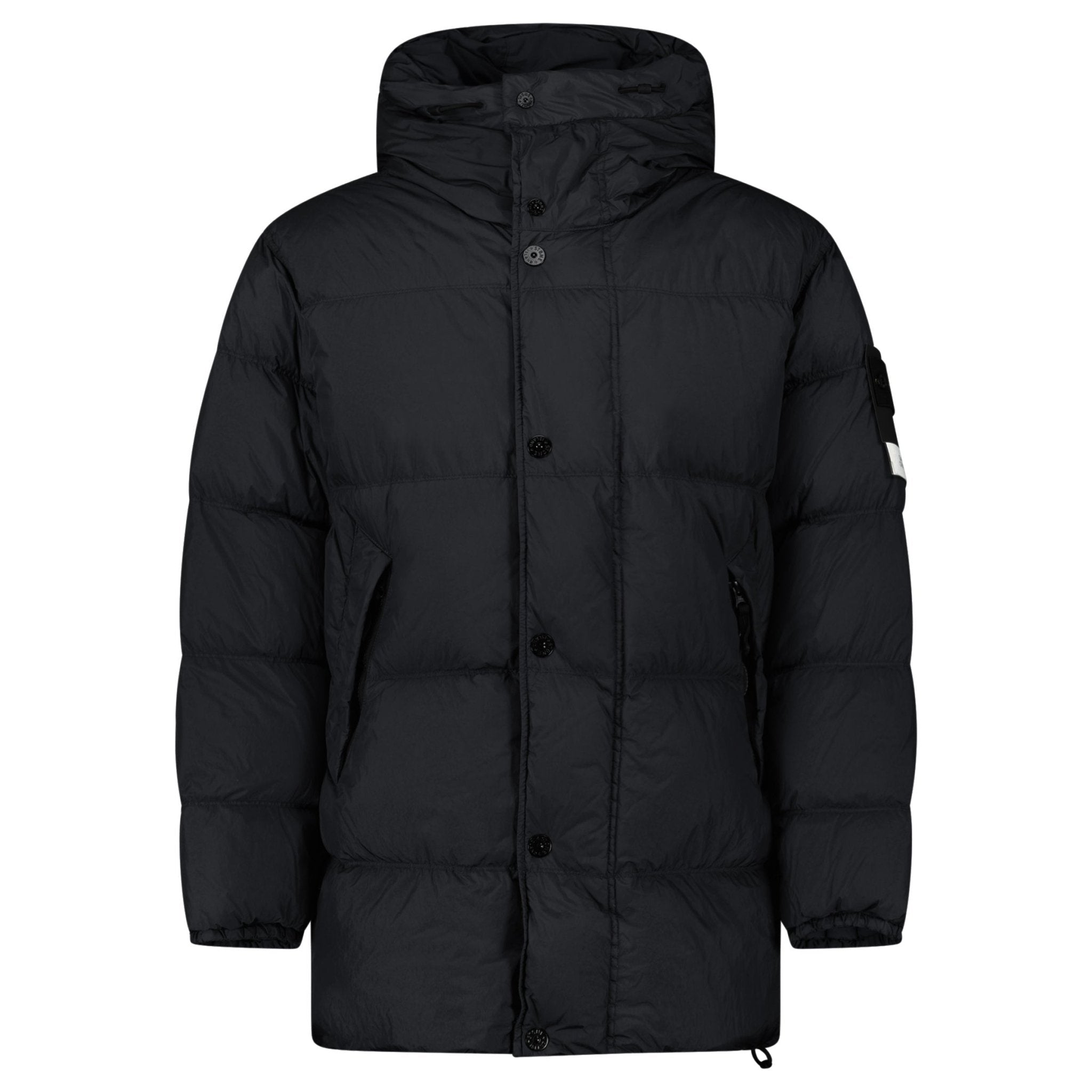 Stone Island Hooded Down Crinkle Reps NY Jacket in Black