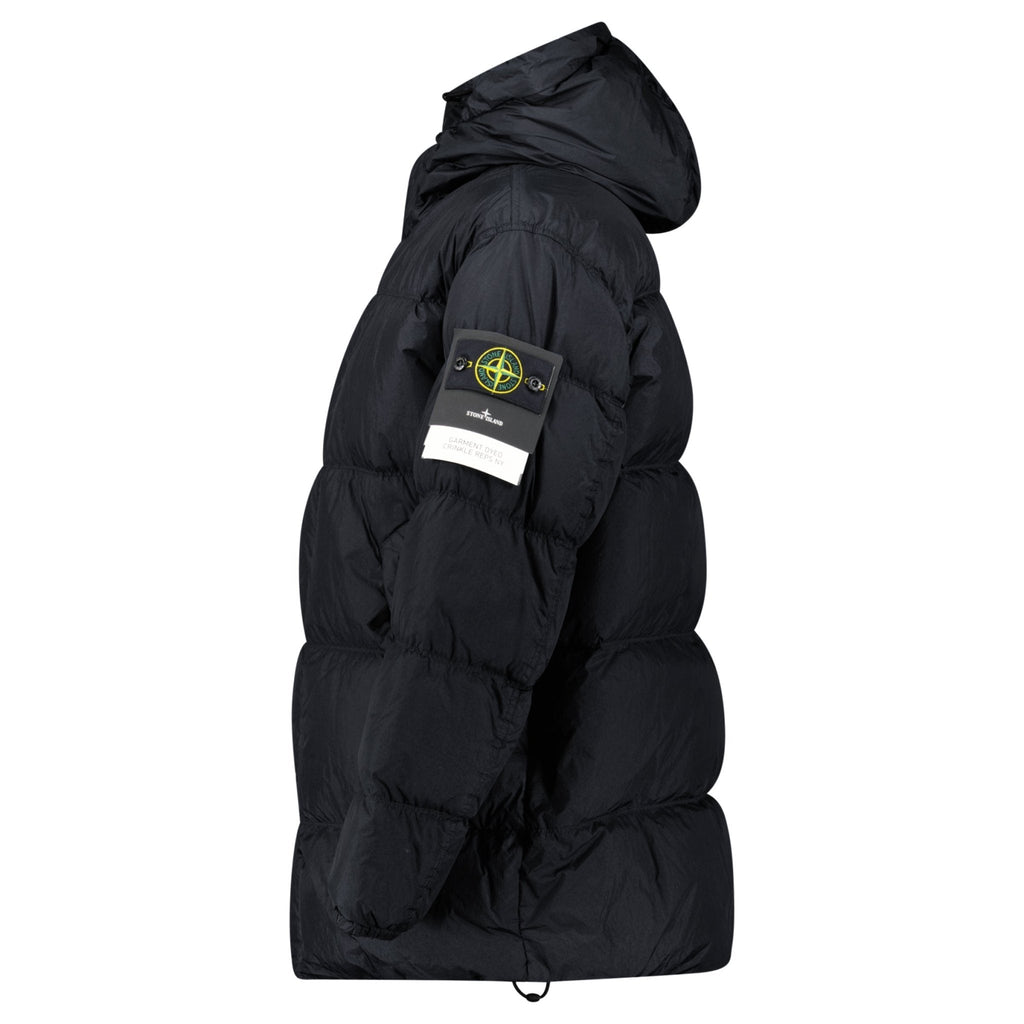 Stone Island Hooded Down Crinkle Reps NY Jacket in Black