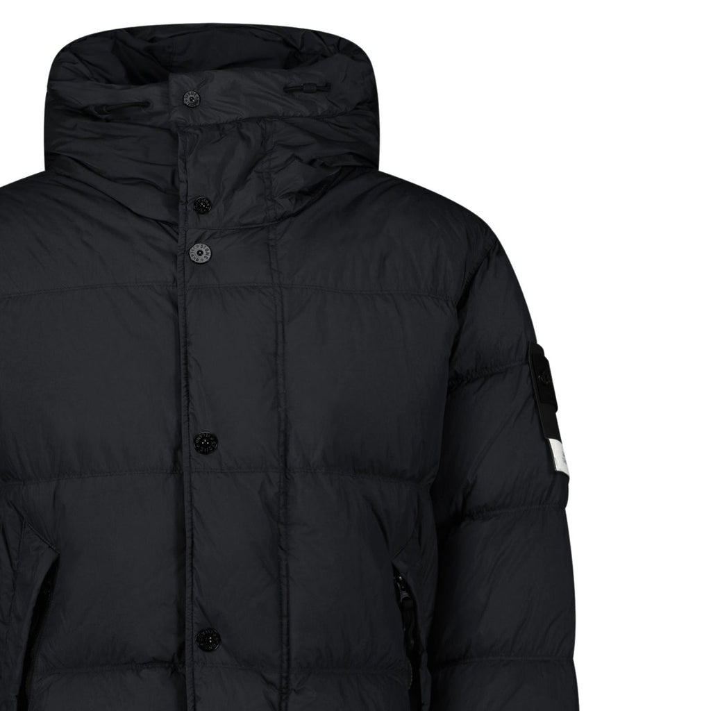 Stone Island Hooded Down Crinkle Reps NY Jacket in Black