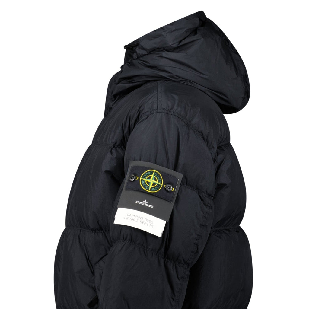 Stone Island Hooded Down Crinkle Reps NY Jacket in Black