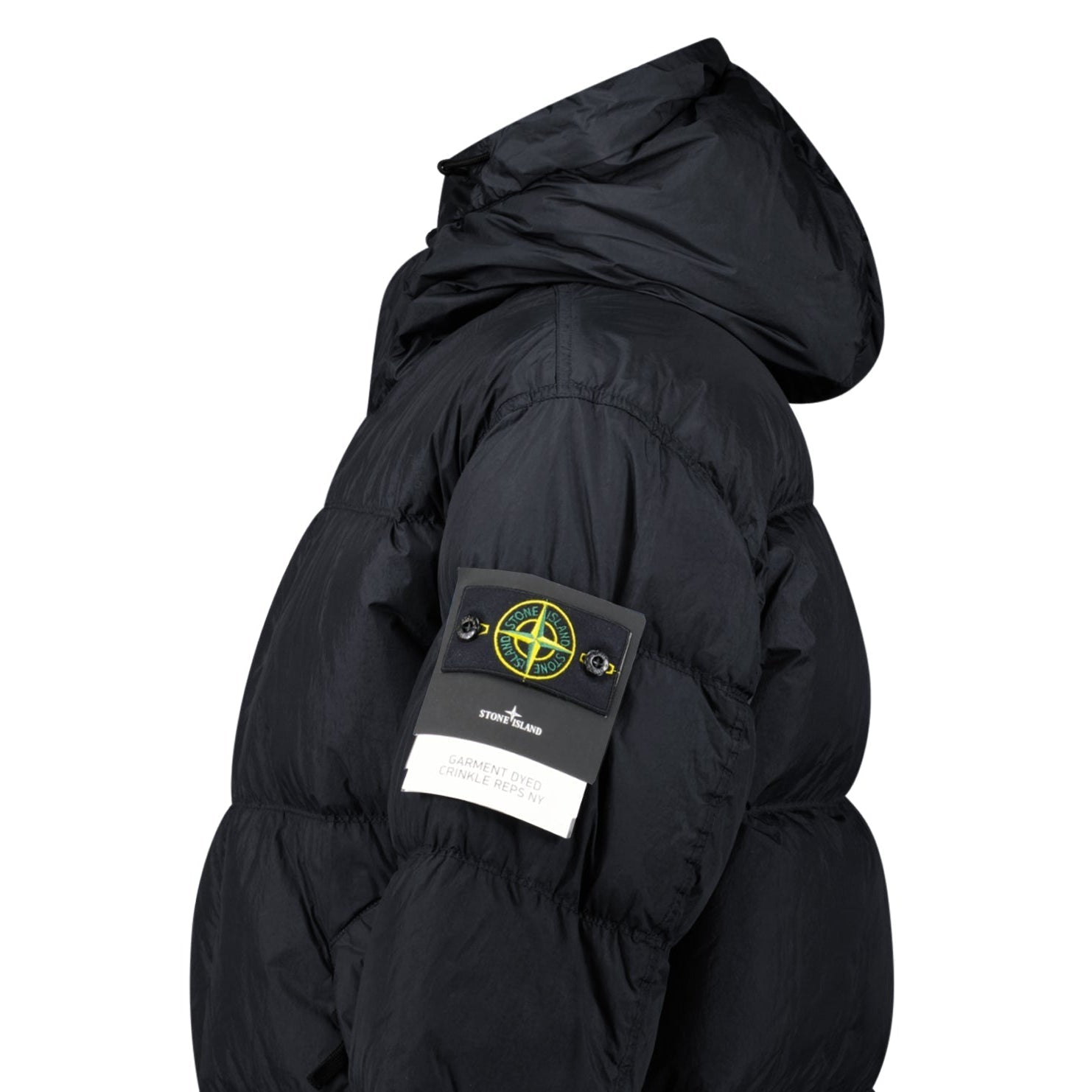 Stone Island Hooded Down Crinkle Reps NY Jacket in Black