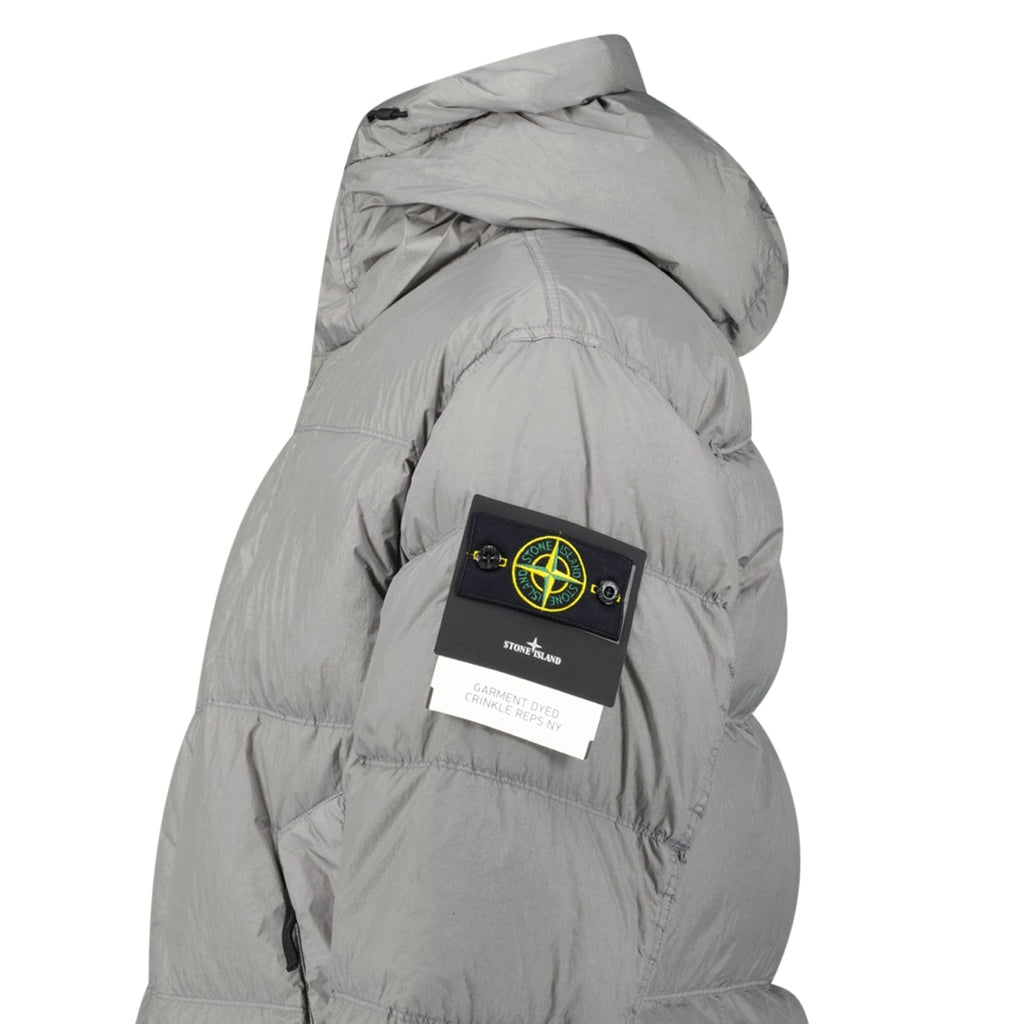 Stone Island Hooded Down Crinkle Reps NY Jacket in Cement